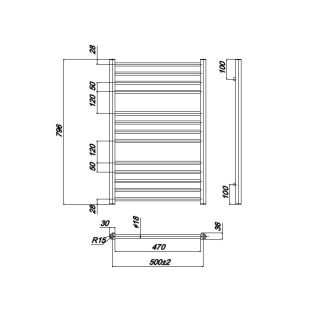Ravak Полотенцесушитель Водяной Norma 500 x 800_W